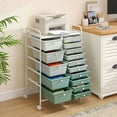 thumbnail image 4 of Costway 15-Drawer Rolling Storage Cart Mobile Cart with Colorful Drawers & Metal Frame Gradient Green, 4 of 10