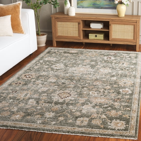 Safavieh Hazel Faye Floral Area Rug, Green/Beige, 5'3" x 7'6"