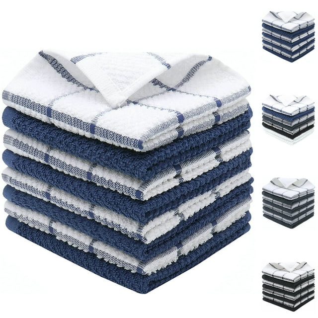 Kitchen Towels, 12" x 12" Dish Towels,100 Ring Spun Cotton Super Soft