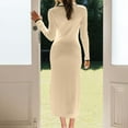 thumbnail image 5 of Efsteb Women's Bodycon Dresses Ribbed Knit Long Sleeve Maxi Dress Slim Solid Pencil Long Dress Casual Fall Winter Clothes (Beige,L), 5 of 8
