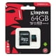 Kingston Canvas Go! - Carte Mémoire Flash (Adaptateur microSDXC vers SD Inclus) - 64 GB - Classe Vidéo V30 / UHS-I U3 / Class10 - microSDXC UHS-I – image 1 sur 2