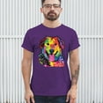 thumbnail image 3 of Tee Hunt Dean Russo Cute Neon Dog T-Shirt Adopt A Pet Colorful Pet Men's Tee, Purple, Large, 3 of 5