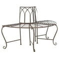 thumbnail image 4 of SAFAVIEH Abia Outdoor Patio Wrought Iron Semi Tree Bench, Rustic Brown, 4 of 5