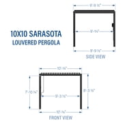 Backyard Discovery Sarasota 10'x10' Galvanized Steel Louvered Pergola Kit, Adjustable Roof