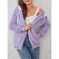 thumbnail image 6 of Women’s Winter Fuzzy Hood Coat, Long Sleeve Front Zipper Fleece Outwear Loose Warm Jackets, S-5XL, 6 of 9