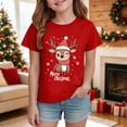 thumbnail image 2 of sdbrld Kids Xmas Shirts for Girls Merry Christmas Short Sleeve Funny T-Shirt Tops for Holiday Party Clothes Red Sizes 5-6 Years, 2 of 4