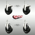 thumbnail image 2 of 5 Inch 316SS Soft Rubber Swivel ½ Inch Threaded Stem Caster Set 2 Lock Brake SCC, 2 of 2