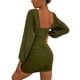 thumbnail image 5 of Txlixc Vestido de manga larga femenino, costura de malla, mallas de color sólido Txlixc moda, 5 of 7