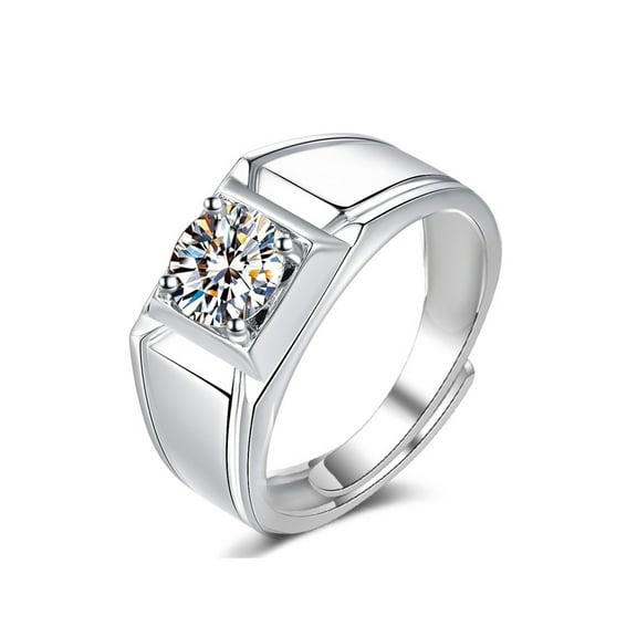 Whudwhu Adjustable White Moissanite Ring, White Gold Size 8, Wedding Ring Set