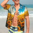 thumbnail image 7 of Pofeuu Clear Sky Sunflower Print Hawaiian Shirt for Men Sleeves Casual Button Down Summer Beach Dress Shirts T-Shirts,Large, 7 of 7