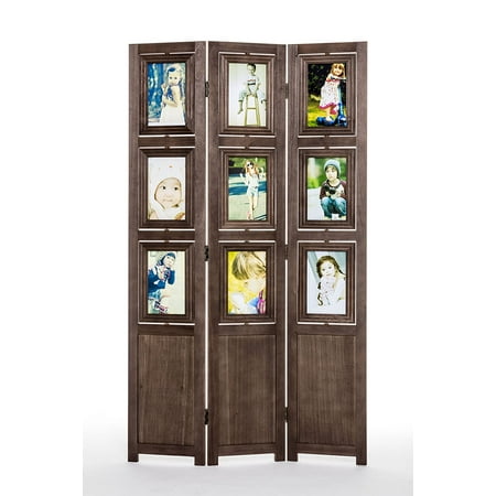3-panel Folding Photo Screen/room Divider in Dark Brown