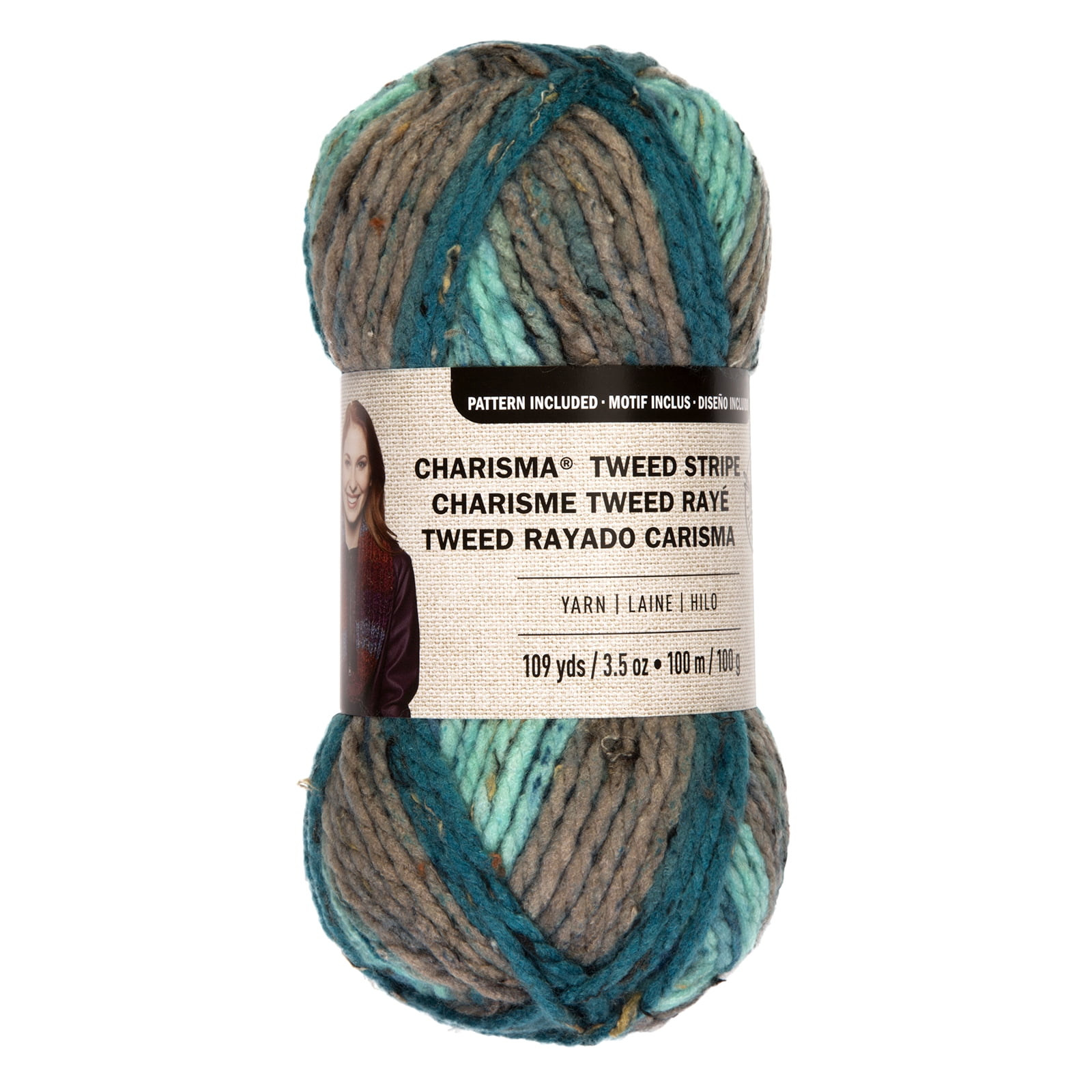 Loops & Threads Charisma Tweed Stripe Yarn - Multicolor Yarn for Knitting, Crochet, Weaving, Arts & Crafts - Cappuccino, Bulk 6 Pack