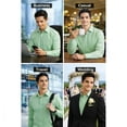 thumbnail image 6 of HISDERN Mens Green Button Down Shirts Collar Formal Long Sleeve Dress Shirt Regular Fit Wedding M, 6 of 13