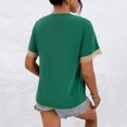 thumbnail image 3 of Top de manga corta con cuello en V para mujer, blusa elegante de encaje informal holgada a la moda para citas, 3 of 5