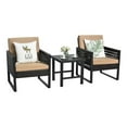 thumbnail image 1 of Pemberly Row 3-Pc Rattan Patio Bistro Set w/ Cushioned Sofa Chairs in Mix Brown, 1 of 11