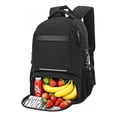 thumbnail image 1 of Mochila Multifuncional para Portátil 39.6 cm, Impermeable, con Puerto USB, Compartimento para Almuerzo, Antirrobo, adapta a oficina, escuela, delivery, campismo, trabajo rudo color negro, 1 of 7