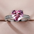 thumbnail image 4 of Anillo de bodas con incrustaciones de circonita cúbica de diamante rosa en forma de corazón AAA, joyería de compromiso para mujer, 4 of 6