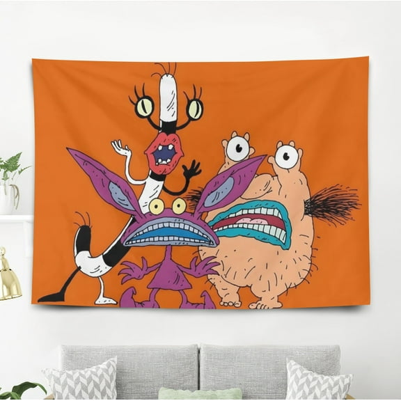 Aaahh!!! Real Monsters Tapestry for Teen Girls Bedroom Aesthetic Wall Hanging Art Poster for Kids Living Room College Dorm Home Decor Arts, 60 x 40 inch