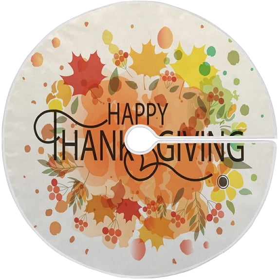 FMSHPON Thanksgiving Autumn Leaves Xmas Christmas Tree Skirt Stand Mat for Holiday Party Decoration Indoor Outdoor 36 inches