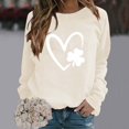 thumbnail image 3 of New & Trending!FUNUONY St Patricks Day Shirt Women's Fashionable Round Neck Casual Print Top Sweatshirt Beige L, 3 of 4