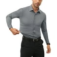 thumbnail image 3 of sogami Men's Long Sleeve Button Down Shirts Stretch Dress Shirts Muscle Fit, 3 of 8