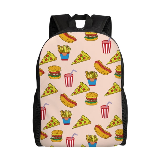 Disketp Hamburger Pizza Coke Mochila Unisex de Apertura Lateral Completa, Mochila para Laptop para Escuela, Trabajo y Viajes