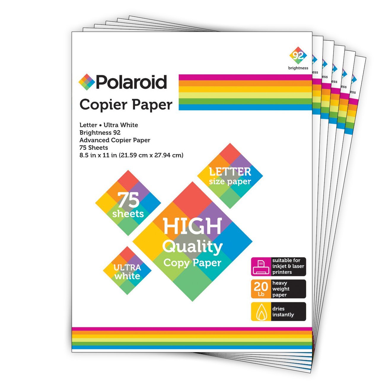 Polaroid Specialty Premium Copy Paper 450 Sheets, 8.5in x 11in Advanced Ultra White Copier