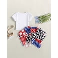 thumbnail image 4 of Bagilaanoe 4th of July Clothes for Toddler Baby Girls Letters Print Short Sleeve T-Shirts Tops + A-Lined Short Skirt 3M 6M 9M 12M 18M 24M 3T Kids 2pcs Independence Day Skirt Set, 4 of 8