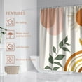 thumbnail image 4 of Mid Century Abstract Boho Orange Aesthetic Shower Curtain Set, Spring Summer Pink Green Nature Leaf Sun Modern Minimalist Home Bathroom Curtain Decor with 12 Hooks 72x72 Inches, 4 of 6