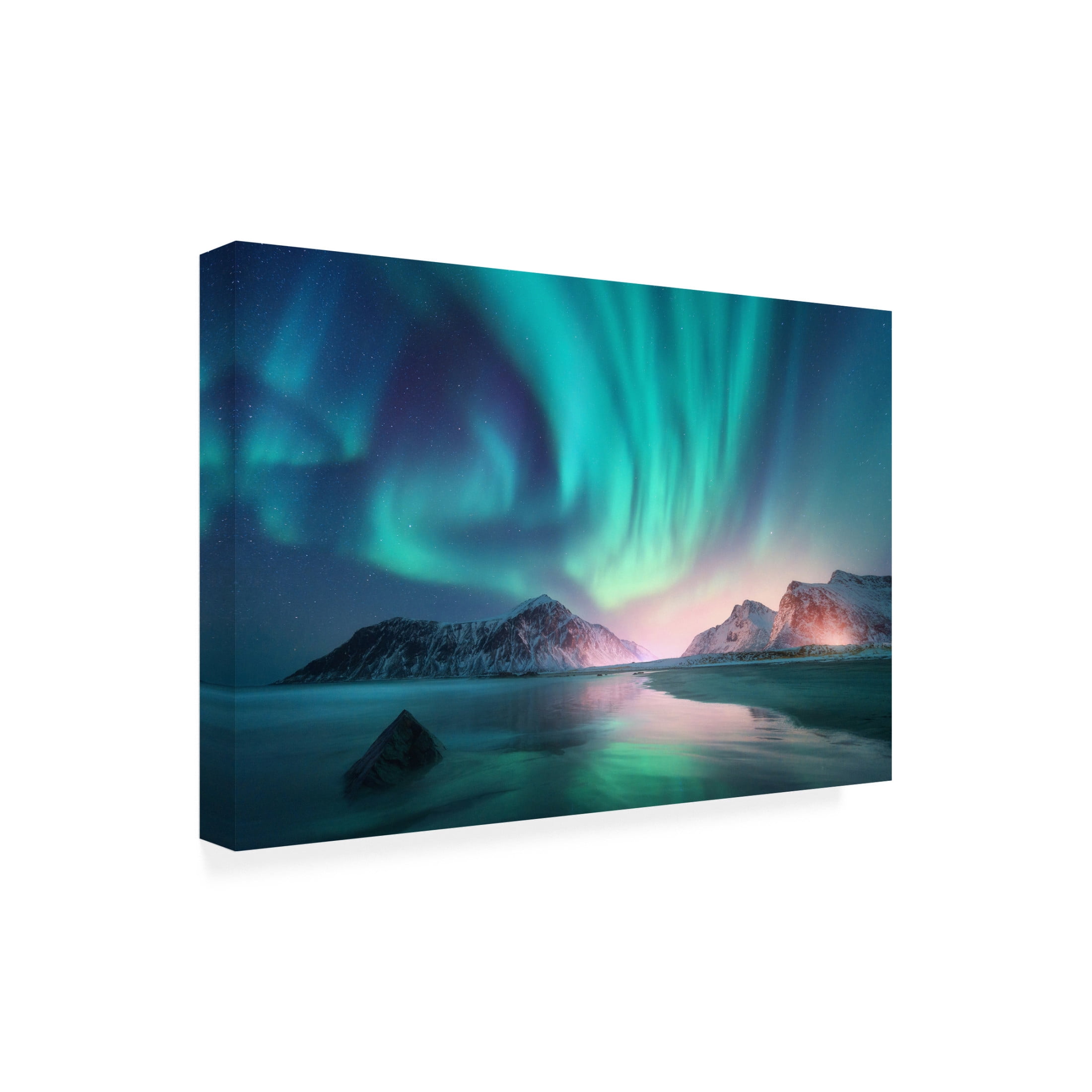 Canvas Wall Art - Incado 'Northern Lights' Wall Art for Living Room, Bedroom, or Office Décor by Trademark Fine Art - 19 x 12 Inches
