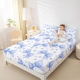 thumbnail image 3 of Erosebridal Cute Bowknot Kids Full Size Sheets,Blue Polka Dot Print Bed Sheets For Girls 4pcs, 3 of 6