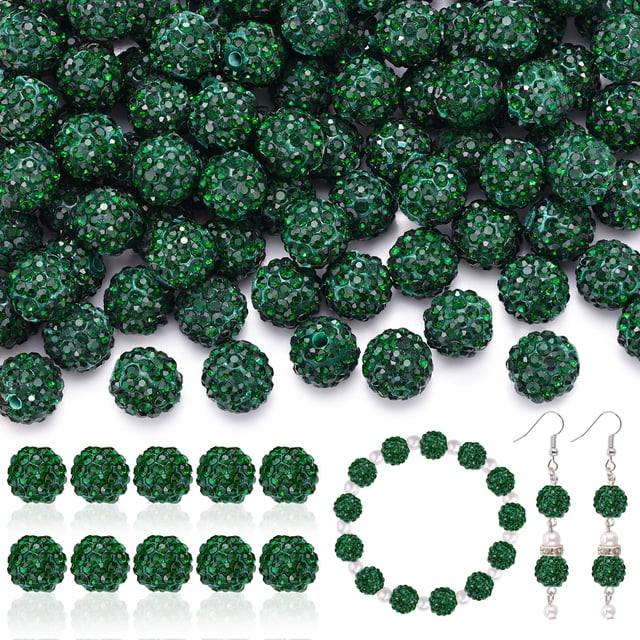 Perlas TINKRSTUFF, 10 mm, diamantes de imitación verde oscuro, 200 unidades
