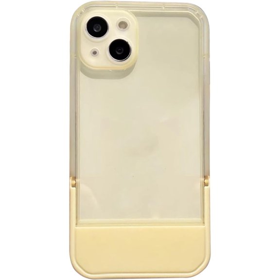 Compatible with iPhone Case for Women Girls, Cute Luxury Holder Stand Bracket Transparent Silicone Clear Anti-Scratch Shockproof Soft Cover for iPhone 11, Yellow