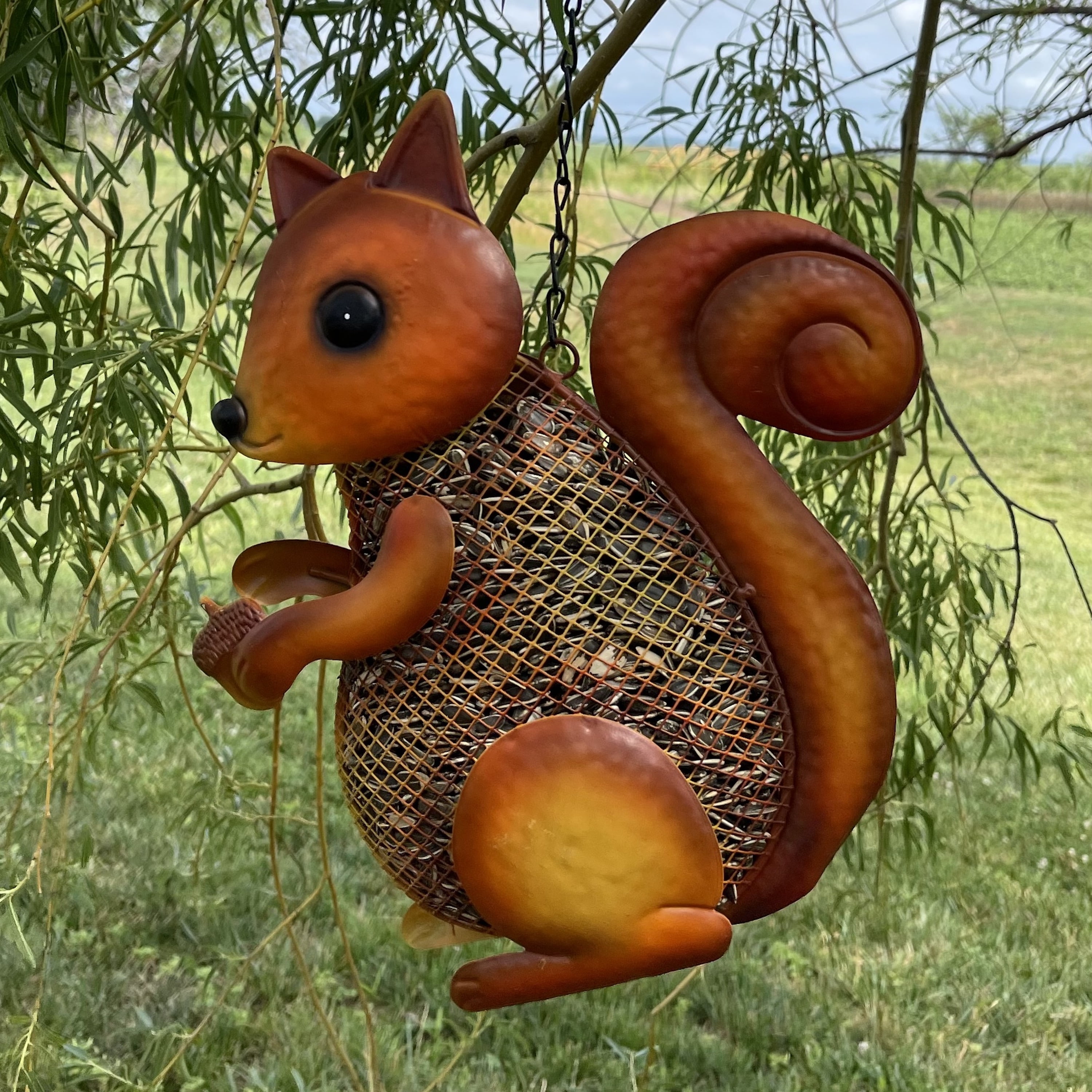 Gift Essentials Sunflower Seed Feeder Squirrel Metal Mesh Bird Feeder, Brown