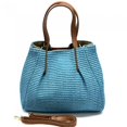 thumbnail image 1 of Italian Artisan 595-2656-Azure Irina Sac à Main en Raphia et Cuir à Double Poignée, Azure - Moyen, 1 of 1