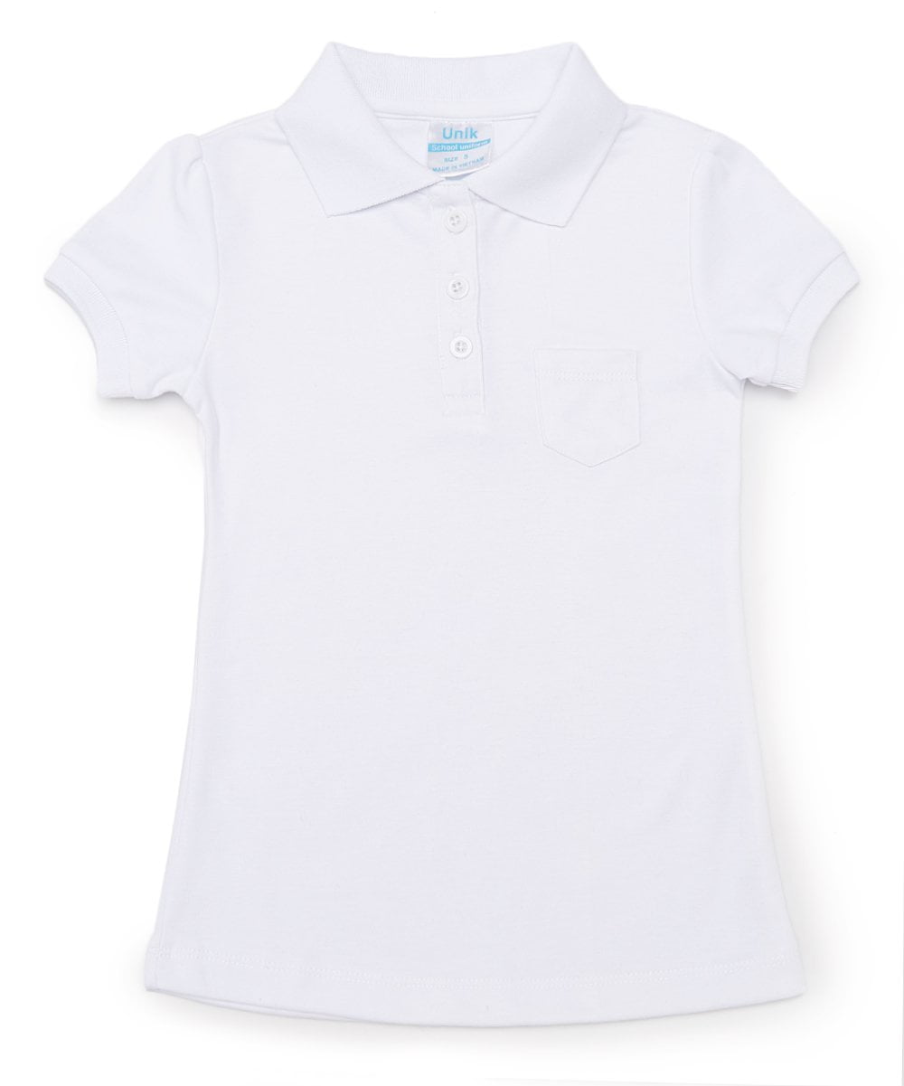 unik uniforms unik unik Girl Uniform Polo Shirt with Pocket White 