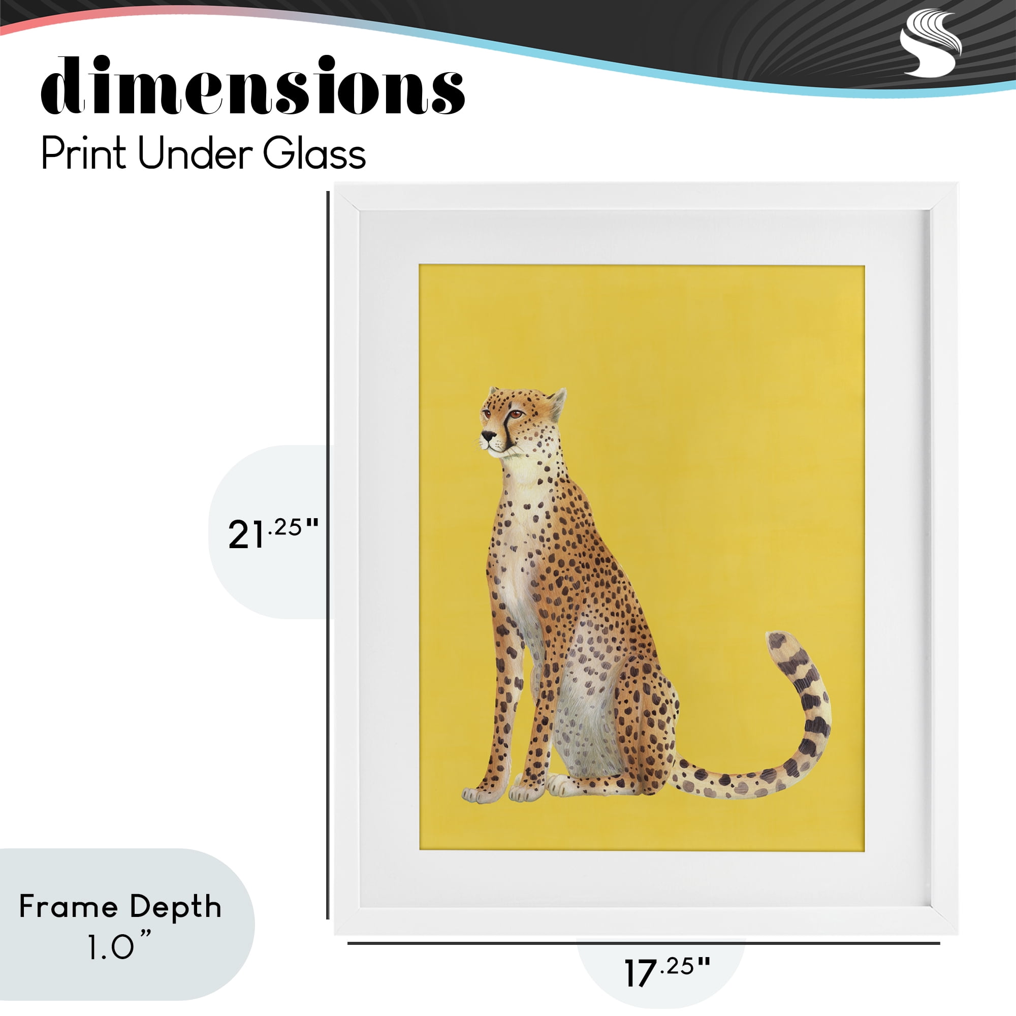 Stupell Industries Cheetah on Vibrant Yellow White Framed Print Under Glass, design by Karolina Sato