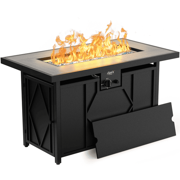 BALI OUTDOORS 42 in. 60,000BTU Fire Pit Propane Gas Fire Pit Table Rectangular Tile Tabletop