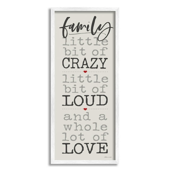 Stupell Industries Little Bit of Crazy Whole Lot of Love Family Typography, 10 x 24,Design by Stephanie Workman Marrott
