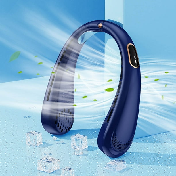 Fiudx Ofertas relámpago del día, solo en línea Ventilador portátil USB para colgar en el cuello, ventilador frío de mano, recargable, silencioso, para deportes, banda para el cuello ajustable de 5 ve