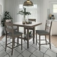 thumbnail image 4 of CorLiving Tuscany Compact Washed Gray Wood and Veneer Square Counter Height Dining Table for 4 - Perfect for Small Kitchens and Apartments, Tall Small Space-Friendly Kitchen and Dining Room Table, 4 of 6