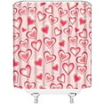 thumbnail image 4 of Valentine''s Day Shower Curtain Pink Heart Retro Love Romantic Couple Sweet Simple Fabric for Bathroom Decor Bathtub with Hooks(70" WX70 H), 4 of 4