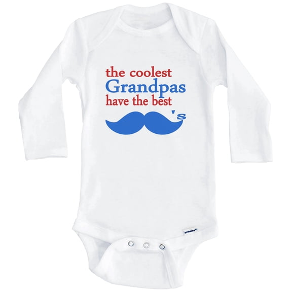 The Coolest Grandpas Have The Best Mustaches Baby Bodysuit - Funny Baby Bodysuit (Long Sleeve)