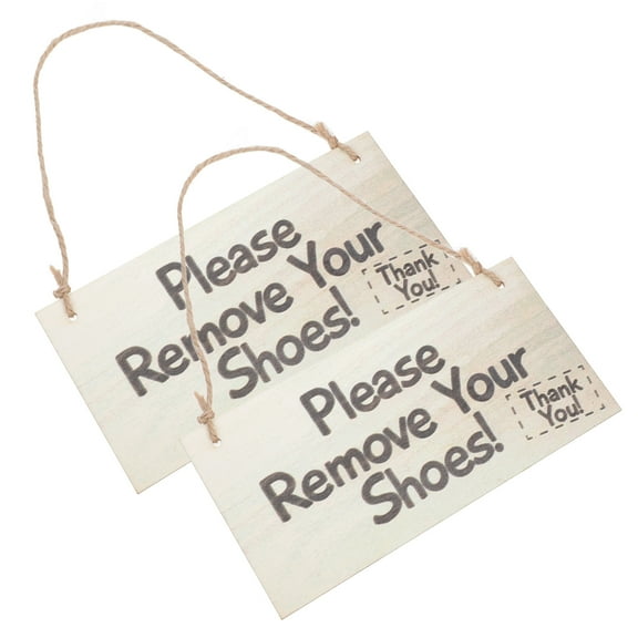 2 Pcs Home Sign Please Remove Your Shoes Wall House Number on