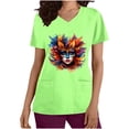 thumbnail image 2 of BiZtdJrK Womens Mardi Gras Scrubs 2025 Spring Scrub Tops Carnival Funny Graphic Shirts Casual V Neck Medical Nursing Uniforms with Pockets Green L 50 Percent off Sales Today, 2 of 6