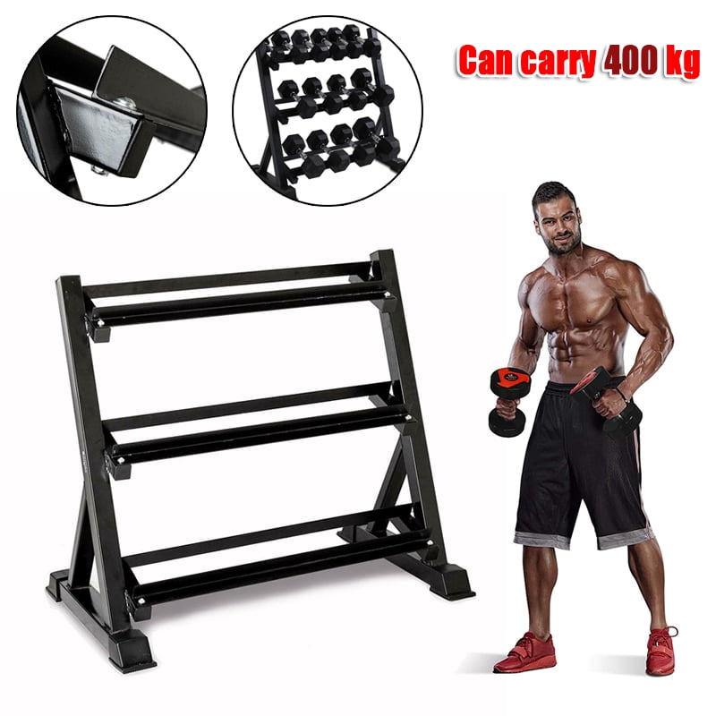 DUMBBELL RACK Barbell Holder Organizer Weight Olympic Stand Fitness 3 Tier Gym 
