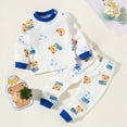 thumbnail image 2 of TOWED22 Boys Prints Pajamas 2 Pieces Long Sleeve Jammies Set Toddler Pjs Fall Winter Sleepwear 6-12 Months 12-24 Months 2t 3t 4t 5t 6t 7t 8t 9t Children,White,3-6 M, 2 of 4