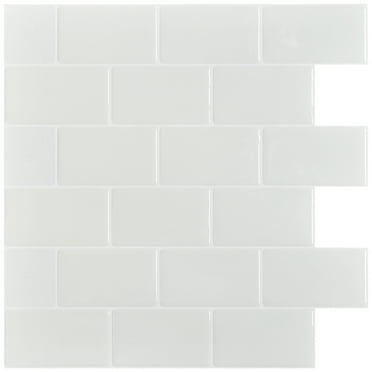 Warm White Subway Tile 11.8x11.8 in. Peel and Stick Tile for Kitchen Backsplash,10 Sheets