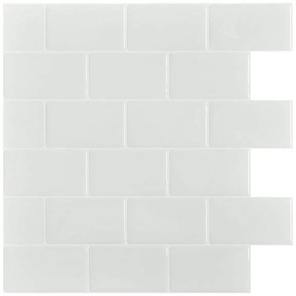 Warm White Subway Tile 11.8x11.8 in. Peel and Stick Tile for Kitchen Backsplash,10 Sheets