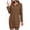 Brown, variant on FcBaudy Long Sleeve Round-Neck Dress Women's Winter Temperament Long Sleeves Head Cover Pocket Solid Color Dress Women Polyester Dress